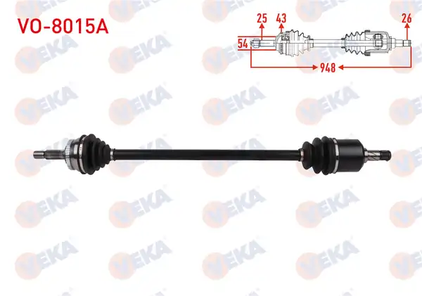 Veka Vo 8015a Komple Aks Sağ Ön ABS li 43 Dış Uzunluk 948mm Volvo V40 2 0 A T 1998