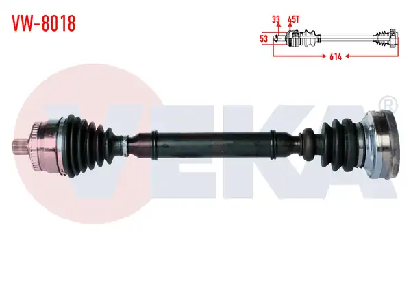 Veka VW 8018 Komple Aks Sol Ön Volkswagen Passat 3b2 1 8 T ABS li 45 Dış Uzunluk 614mm 1996 2000