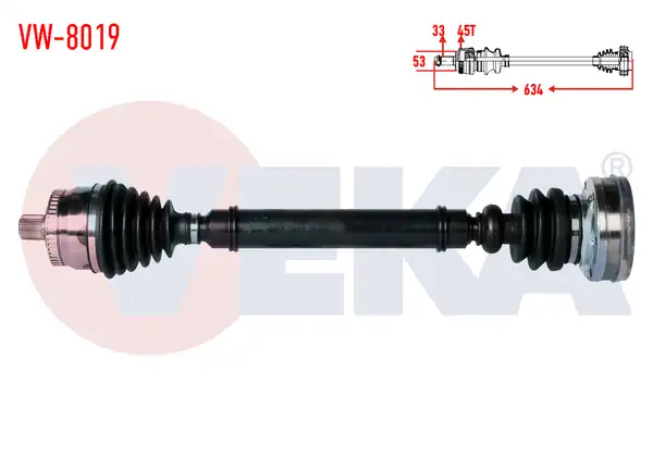 Veka VW 8019 Komple Aks Sağ Ön Volkswagen Passat 3b2 1 8 T ABS li 45 Dış Uzunluk 634mm 1996 2000