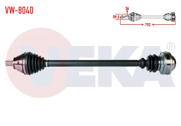 Veka VW 8040 Komple Aks Sağ Ön Uzunluk 792mm Volkswagen Golf V