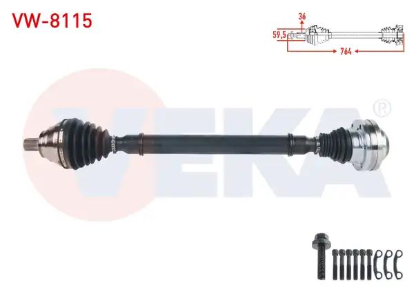 Veka VW 8115 Komple Aks Sağ Ön Uzunluk 764mm Volkswagen Golf V