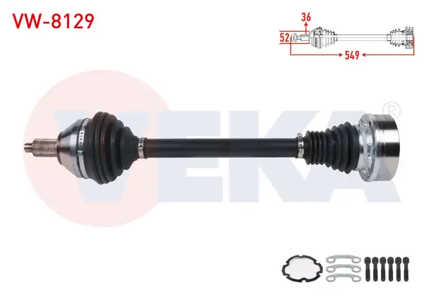 Veka VW 8129 Komple Aks Sol Ön Uzunluk 549mm Volkswagen Polo