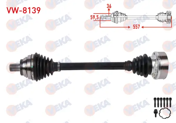 Veka VW 8139 Komple Aks Sol Ön Uzunluk 557mm Volkswagen Golf V