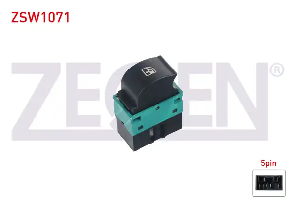 ZEGEN ZSW1071 | Cam Açma Anahtarı Tekli Siyah 5 Pin Turuncu Işık Fiat Doblo 2001 2010