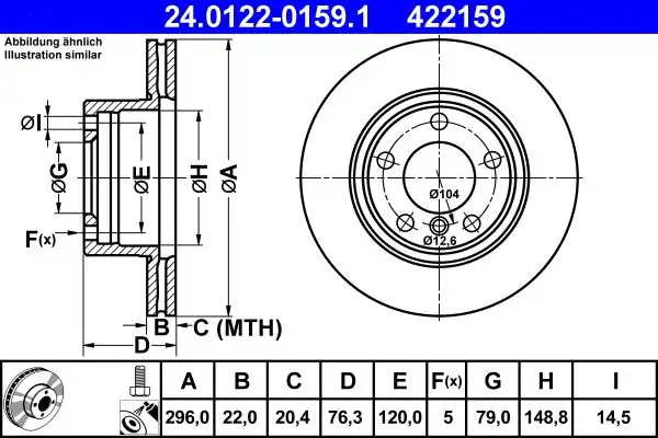 ATE 24 0122 0159 1 Fren Diski Ön Bmw E39 96 03 2 Adet 1789447