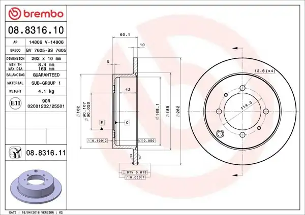 BREMBO 08.8316.11 | Fren Diski Arka UV Coated Hyundai | 2 Adet