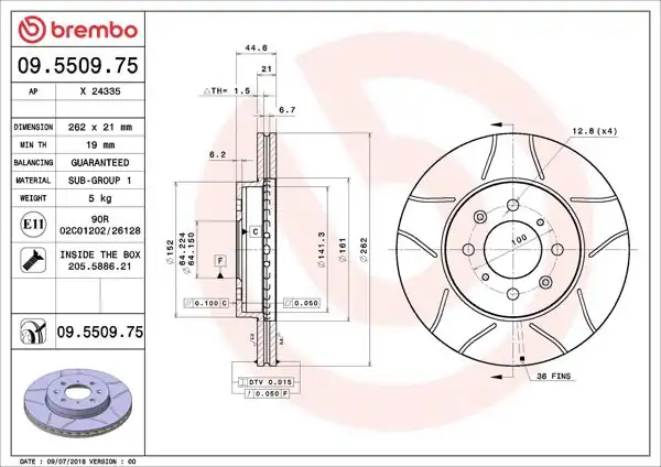 BREMBO 09.5509.75 | Fren Diski Ön Max Honda | 2 Adet
