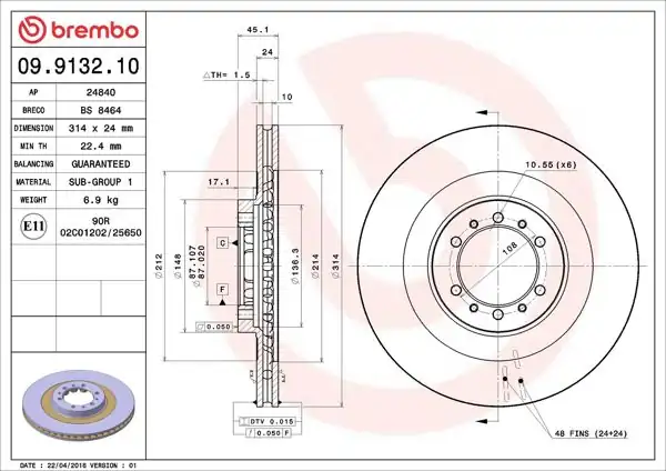 BREMBO 09.9132.10 | Fren Diski Ön Standard Mitsubishi | 2 Adet