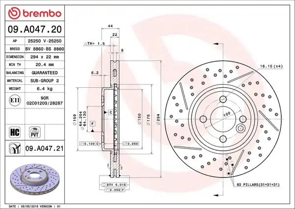 BREMBO 09-A047-21 | Fren Diski Ön UV Coated Mini 2 Adet