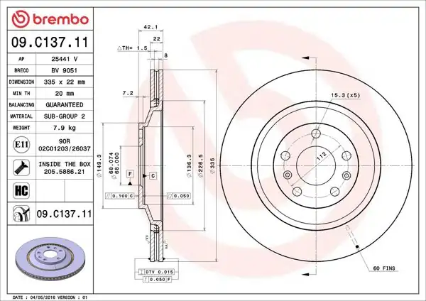 BREMBO 09.C137.11 | Fren Diski X2 Audi A8 Rr | 2 Adet