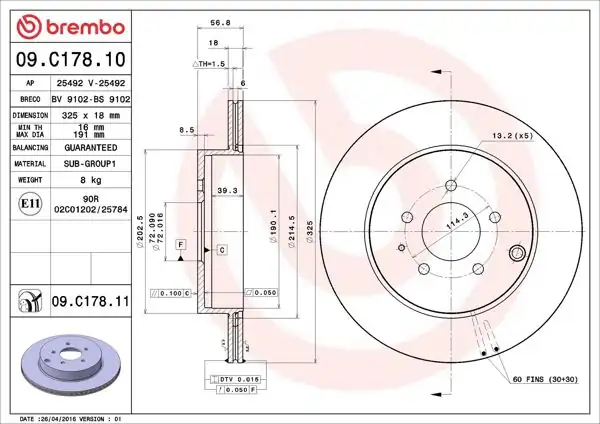BREMBO 09.C178.11 | Fren Diski Arka Mazda Cx-7 UV Coated | 2 Adet