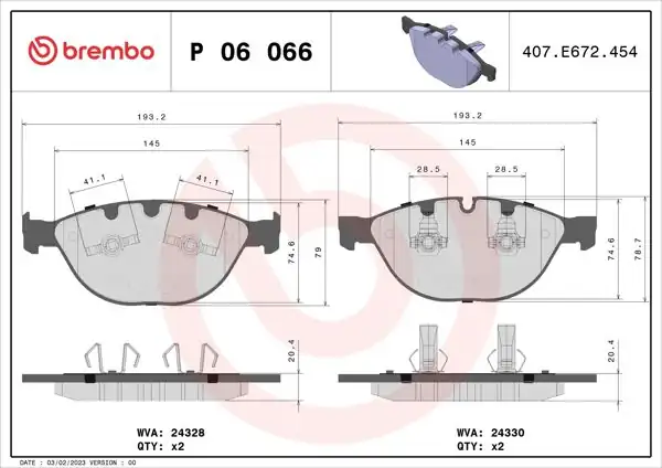 BREMBO P06066 | Fren Balatası Ön Low-Met BMW