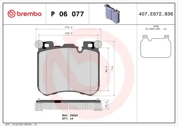 BREMBO P06077 | Fren Balatası Ön Low-Met BMW