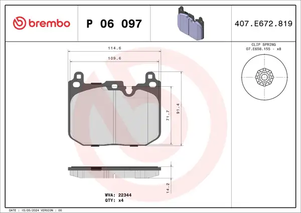 BREMBO P06097 | Fren Balatası Ön Mini F54 F55 F56 F57 F60 2014 2021 Low Met