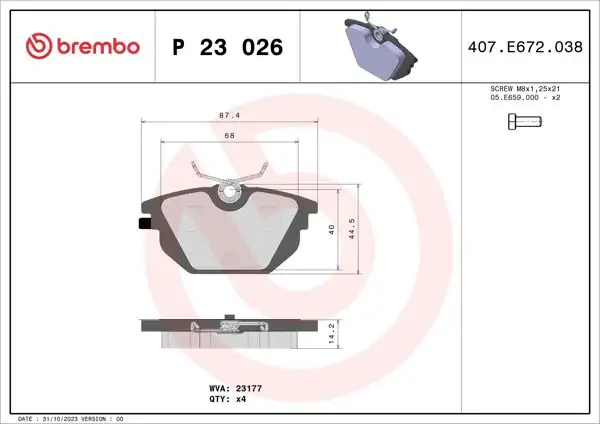 BREMBO P23026 | Fren Balatası Arka Low-Met Coupe/Marea/Tempra/Tipo