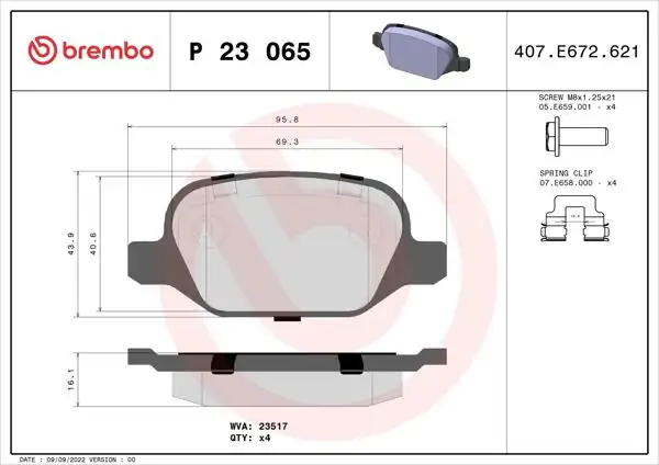 BREMBO P23065 | Fren Balatası Arka Low-Met Alfa Romeo Linea 07> 147 01> 156 2.0