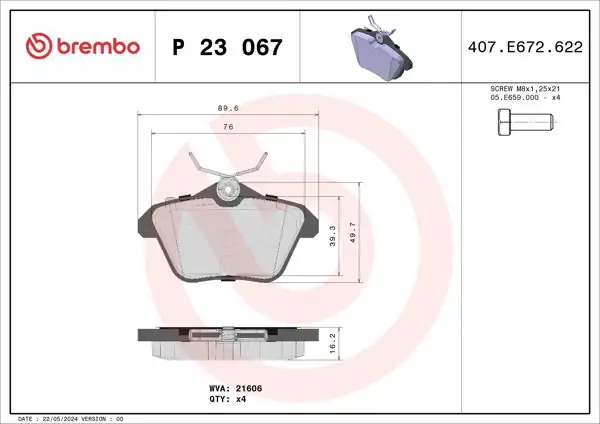 BREMBO P23067 | Arka Fren Balatası Alfa Romeo 156/166
