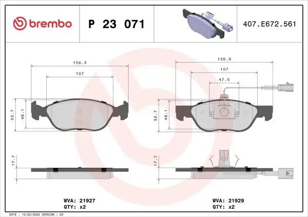 BREMBO P23071 | Ön Fren Balatası Alfa Romeo Marea 1.6 1.9 TD 96> Weekend Brava 1.9 D/TD Fişli