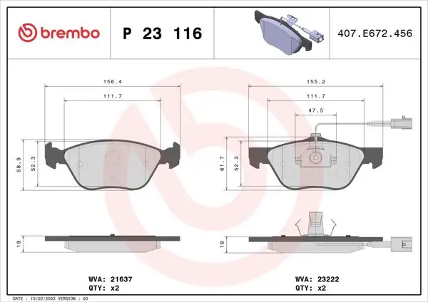 BREMBO P23116 | Fren Balatası Ön Low-Met Alfa Romeo