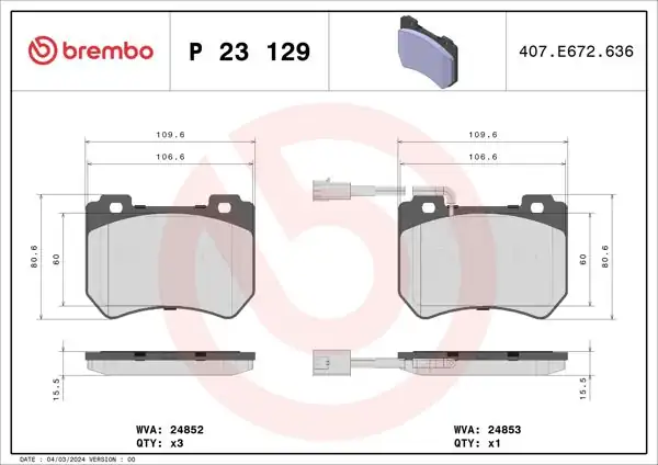BREMBO P23129 | Ön Fren Balatası Alfa Romeo 159 1.8/1.9/2.2 JTS 1.9/2.0 JTDM 05-06