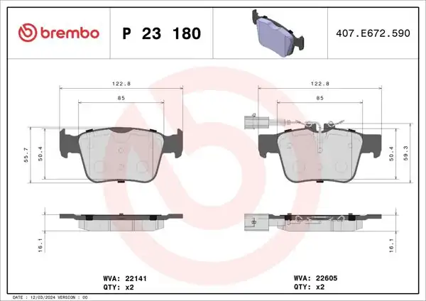 BREMBO P23180 | Fren Balatası Arka Low-Met Giulıa Stelvıo Maseratı Ghıblı Levante