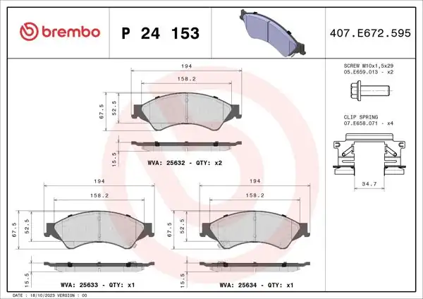BREMBO P24153 | Ford Ranger Ön Fren Balata Takımı 2011-2020 Model Arası