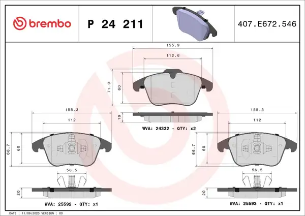 BREMBO P24211 | Fren Balatası Ön Ford Galaxy S Max Mondeo IV 15 16 Jant 1 5 2 0 Ecoboost 2 0 TDCI