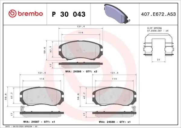 BREMBO P30043 | Fren Balatası Ön Low-Met Hyundai