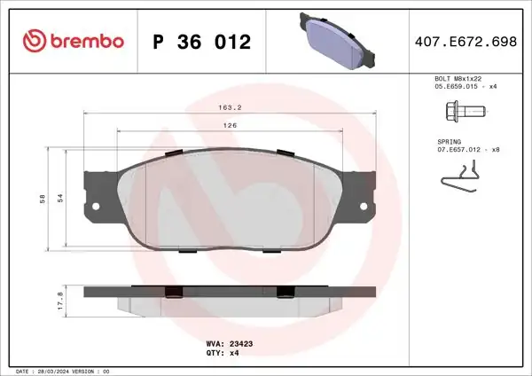 BREMBO P36012 | Fren Balatası Ön Ford Jaguar S-Type II (X200) XJ (X350/X358)