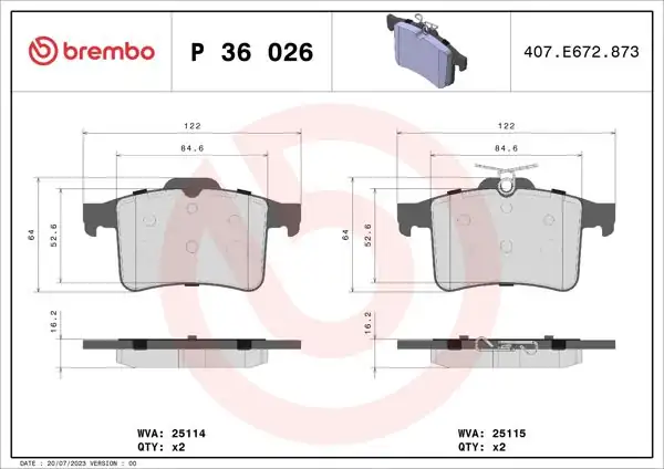 BREMBO P36026 | Fren Balatası Arka Low-Met Jaguar