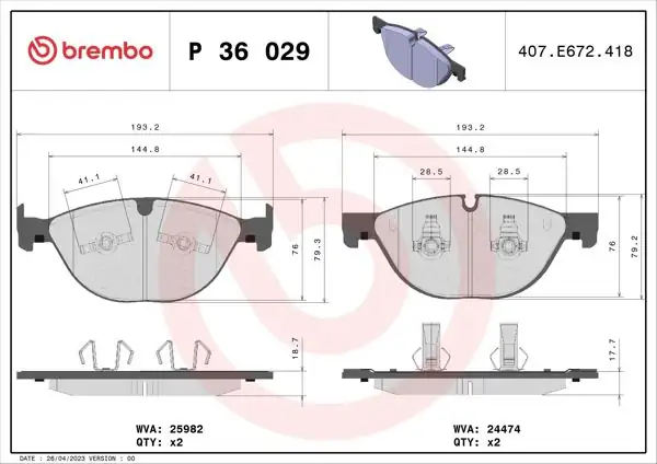 BREMBO P36029 | Fren Balatası Ön Low-Met Jaguar