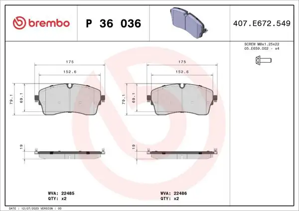 BREMBO P36036 | Fren Balatası Ön Low-Met Jaguar