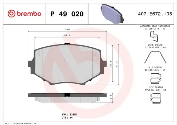 BREMBO P49020 | Fren Balatası Ön Low-Met Mazda
