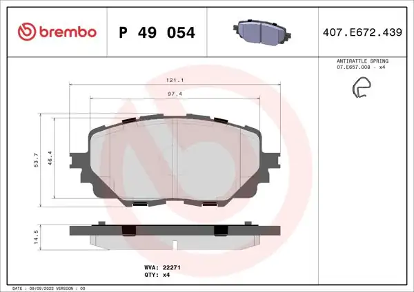 BREMBO P49054 | Fren Balatası Ön Low-Met Fiat