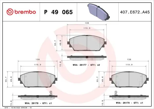 BREMBO P49065 | Fren Balatası Ön Low-Met Mazda