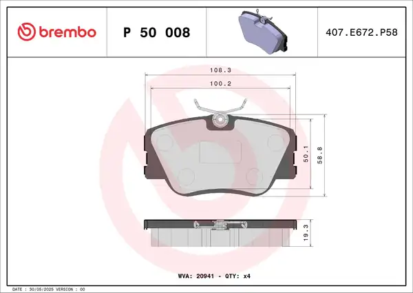BREMBO P50008 | Fren Balatası Ön Mercedes Benz W124 201 85 99