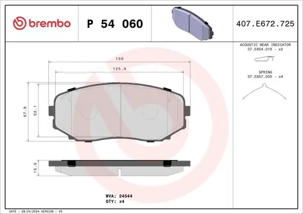 BREMBO P54060 | Fren Balatası Ön Low-Met Mitsubishi