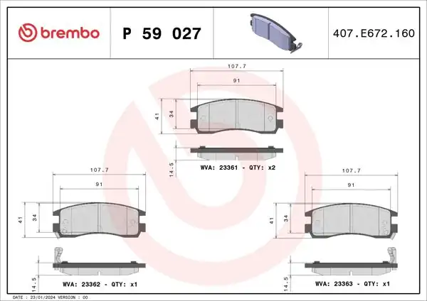 BREMBO P59027 | Fren Balatası Arka Low-Met Chevrolet
