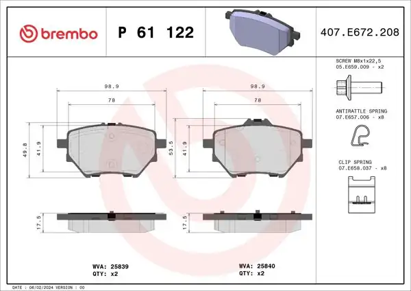 BREMBO P61122 | Fren Balatası Arka Low-Met Opel 3008 II-308 II-5008 II-508 II-C4 Grand Picasso II