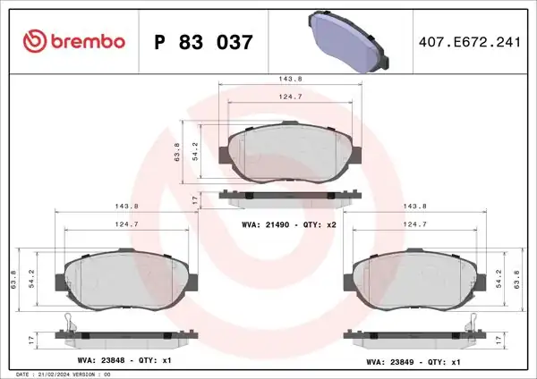 BREMBO P83037 | Fren Balatası Ön Lexus Gs 300 400 430 Toyota Arısto 3.0 90-97