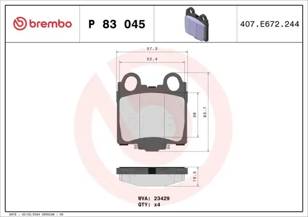 BREMBO P83045 | Fren Balatası Arka Low-Met Toyota