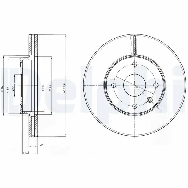 DELPHI BG4193 | Ön Fren Diski Havalı 278mm Chevrolet Epica Kl1 05 10