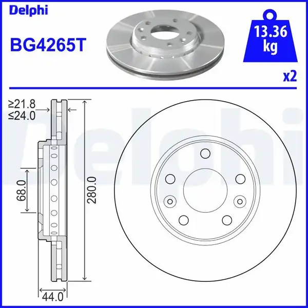 DELPHI BG4265T | Disk On 10-Megane.3-Laguna.3-Fluence-Duster-Dokker-Lodgy-Capturhavalandırmalı | 1 Adet