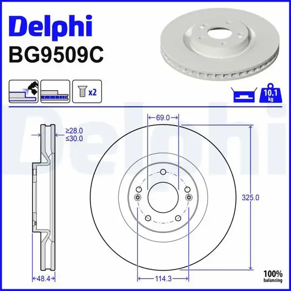 DELPHI BG9509C | Fren Diski Santa Fe / Sorento 20-Ön