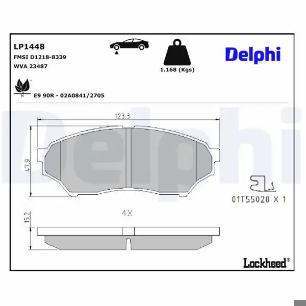 DELPHI LP1448 | Fren Balata Ön Pajero Pının I (H6_W, H7_W) 00-072.0 GDI (H67w, H77w) Pajero Pının 99 -