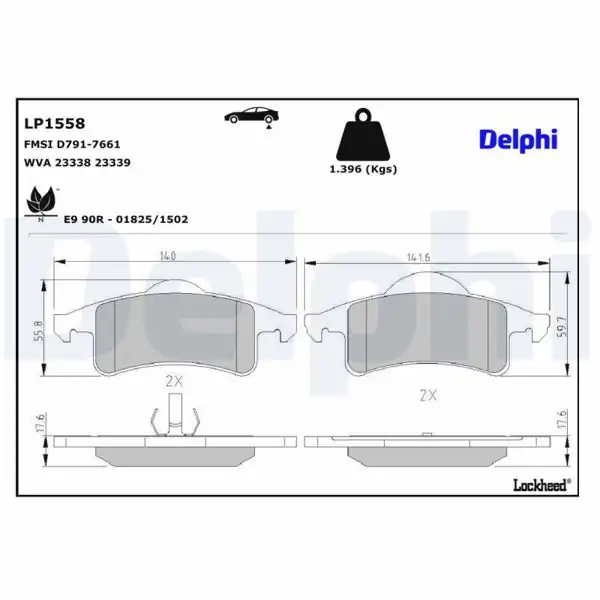 DELPHI LP1558 | Fren Balatası Arka Jeep Grand Cherokee I 2.7 / 4.0 / 4.7 99-06