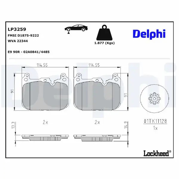 DELPHI LP3259 | Fren Balatası Ön Mini F54 F55 F56 F57 F60 2014 2021