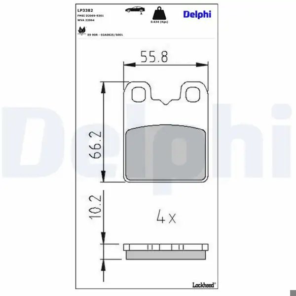 DELPHI LP3382 | Fren Balatası Arka Alfa Romeo Giulietta 2019 Gıulıa Stelvıo 10/2015>