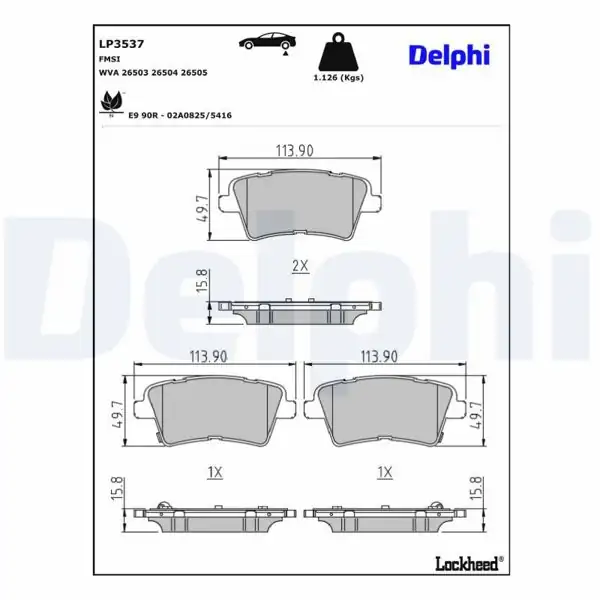 DELPHI LP3537 | Fren Balatası Arka Kia 09 / 2015 -