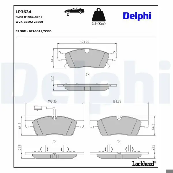 DELPHI LP3634 | Fren Balatası İkaz Fişli On Maseratı 06 2016